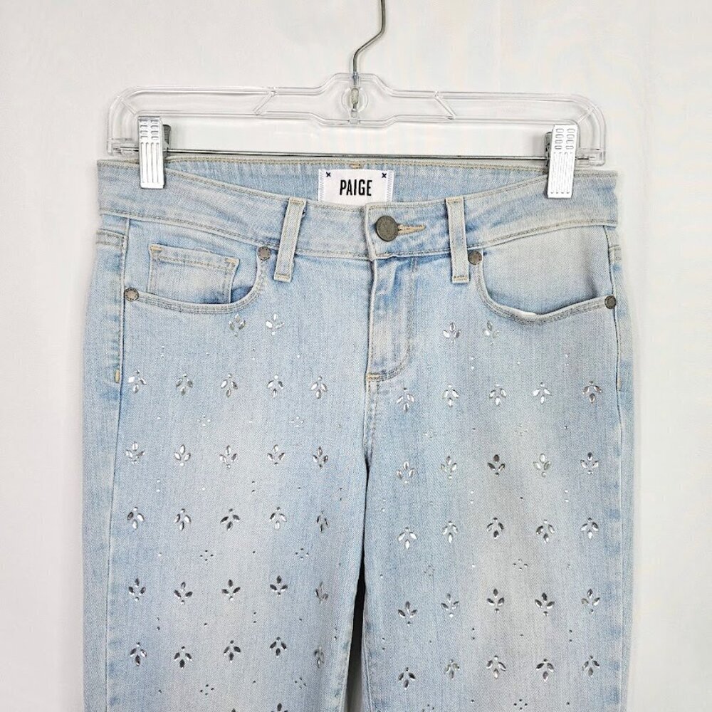PAIGE Verdugo Jeans size 26 NAOMI CRYSTAL EMBELLISHED LIGHT WASH Ultra Skinny - Picture 4 of 12